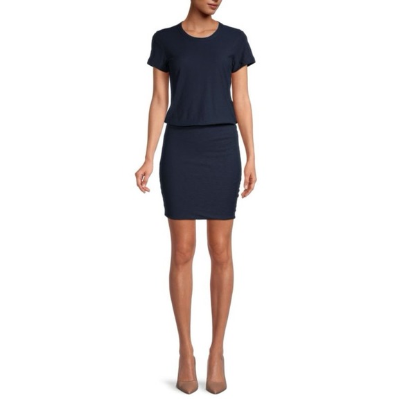 James Perse Dresses & Skirts - James Perse Slub-Knit Blouson Dress in Navy